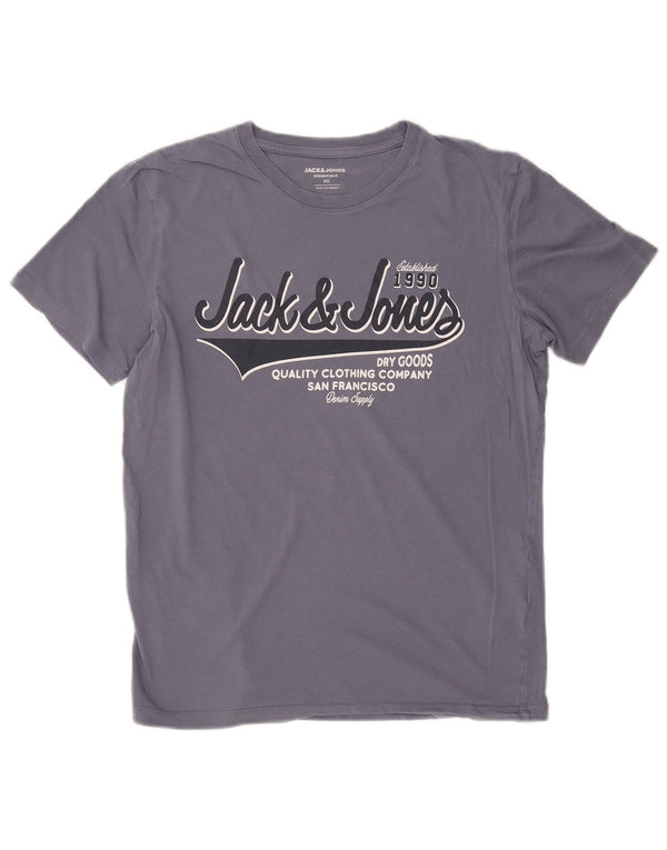 Jack & Jones Mens Graphic T-Shirt Top XS Blue Cotton