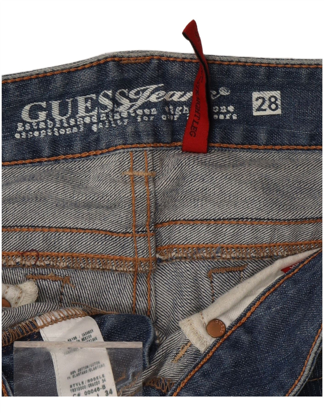 GUESS Womens Straight Jeans W28 L28 Blue Cotton