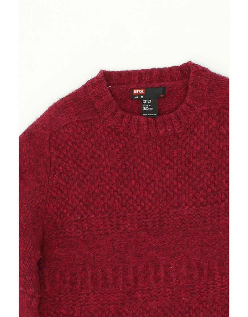 DIESEL Womens Crew Neck Jumper Sweater UK 14 Medium Red Wool Vintage Diesel and Second-Hand Diesel from Messina Hembry 