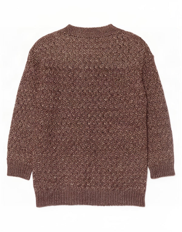 Trussardi Jeans Womens V-Neck Jumper Sweater UK 16 Large Brown Flecked