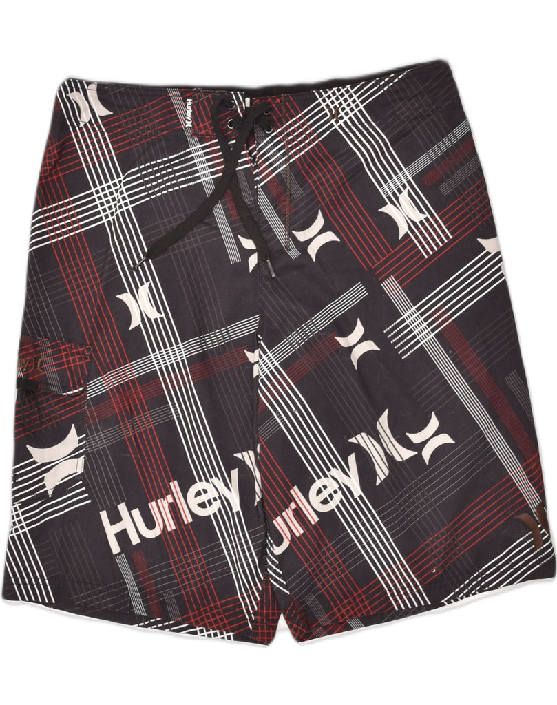 HURLEY Womens Graphic Swimming Shorts W36 Large Black Polyester | Vintage Hurley | Thrift | Second-Hand Hurley | Used Clothing | Messina Hembry 