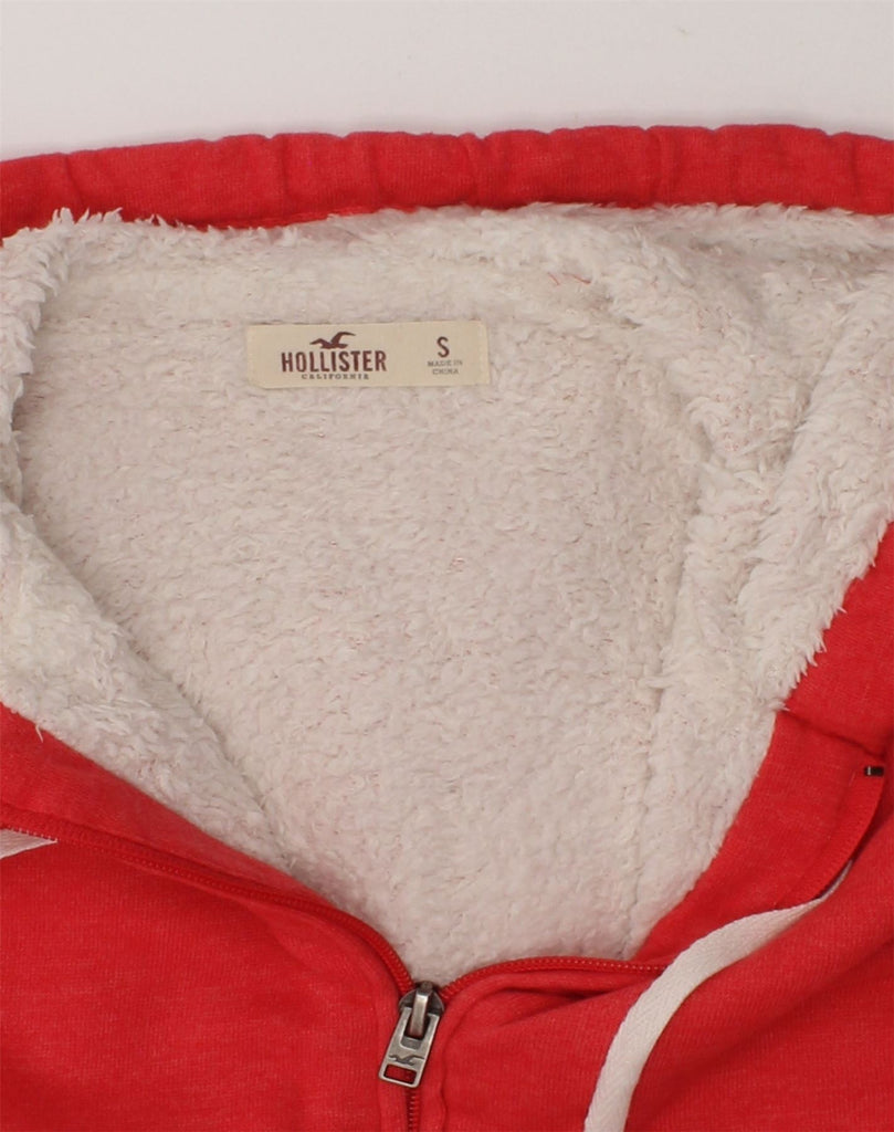 HOLLISTER Womens Sherpa Crop Zip Hoodie Sweater UK 10 Small Red Cotton | Vintage Hollister | Thrift | Second-Hand Hollister | Used Clothing | Messina Hembry 