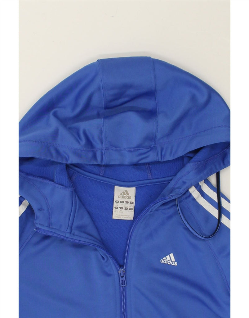 ADIDAS Womens Zip Hoodie Sweater UK 4/6 XS Blue Colourblock Polyester | Vintage Adidas | Thrift | Second-Hand Adidas | Used Clothing | Messina Hembry 