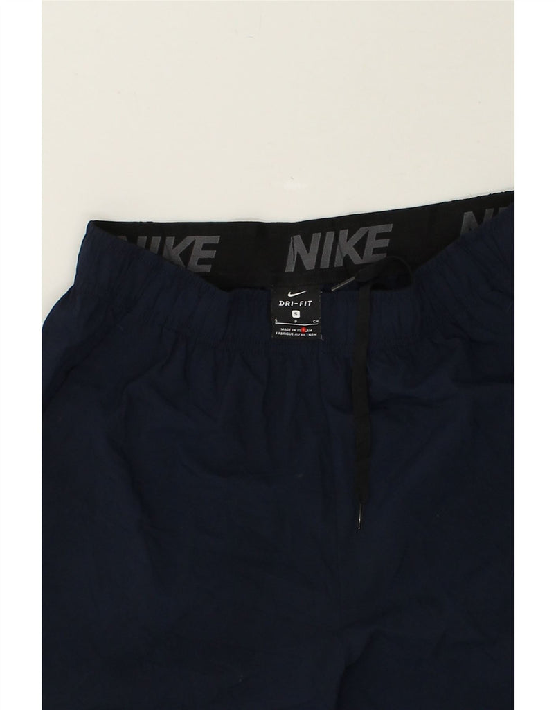 NIKE Mens Dri Fit Graphic Sport Shorts Small Navy Blue Polyester | Vintage Nike | Thrift | Second-Hand Nike | Used Clothing | Messina Hembry 
