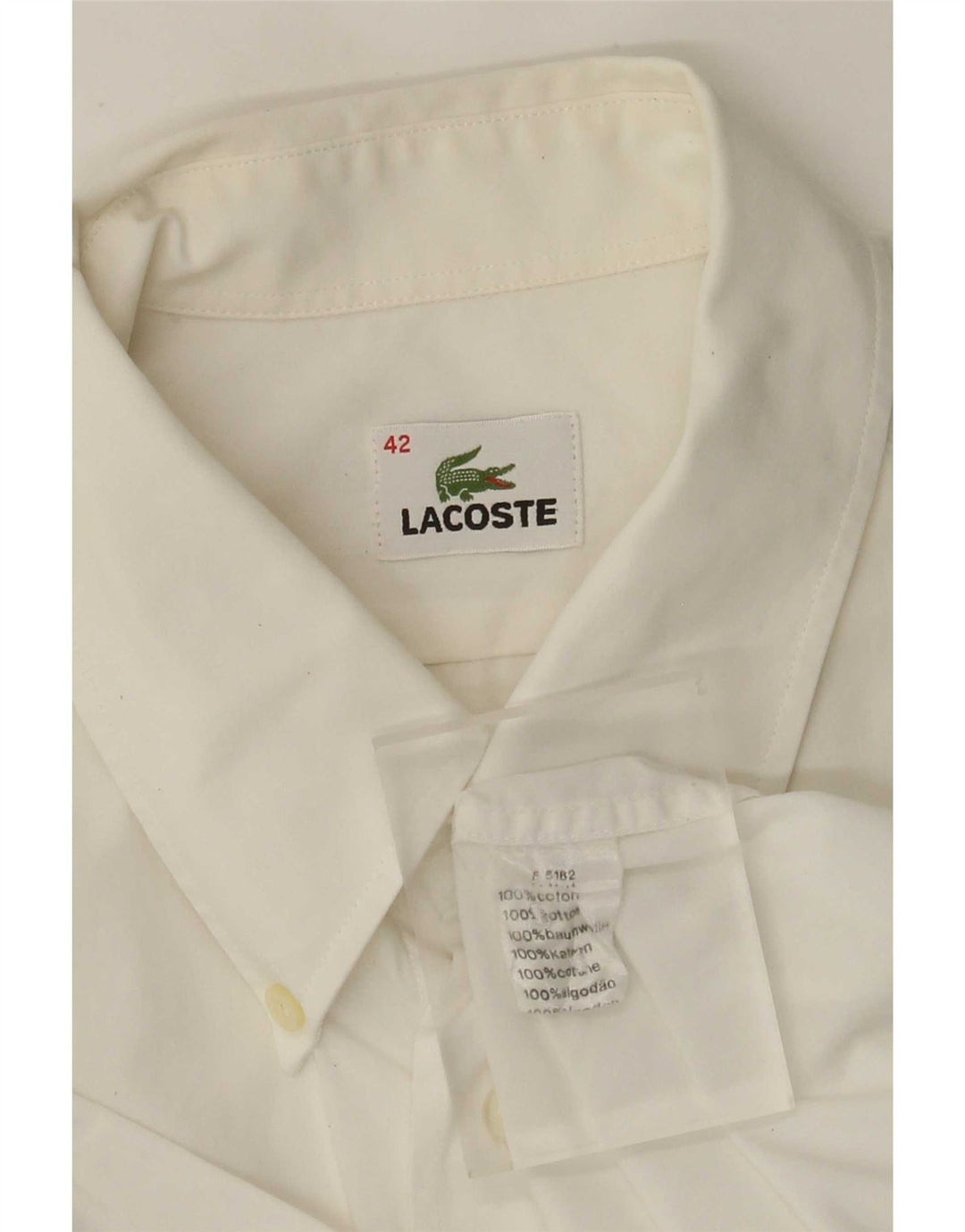 Lacoste Mens Short Sleeve Shirt Size 42 Large White Cotton