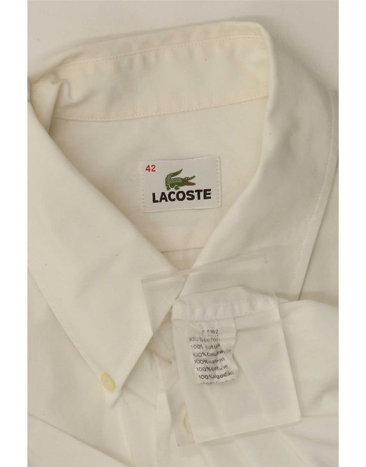 Lacoste Mens Short Sleeve Shirt Size 42 Large White Cotton