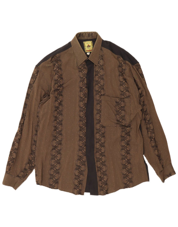 Tipo' S Mens Shirt Medium Brown Geometric