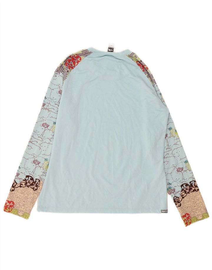 The North Face Womens Graphic Top Long Sleeve UK 14 Medium Blue Polyester
