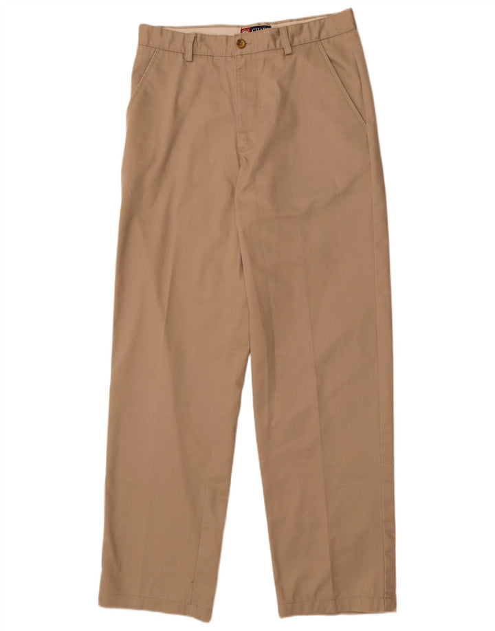 Chaps Mens Straight Chino Trousers W32 L32 Beige Cotton