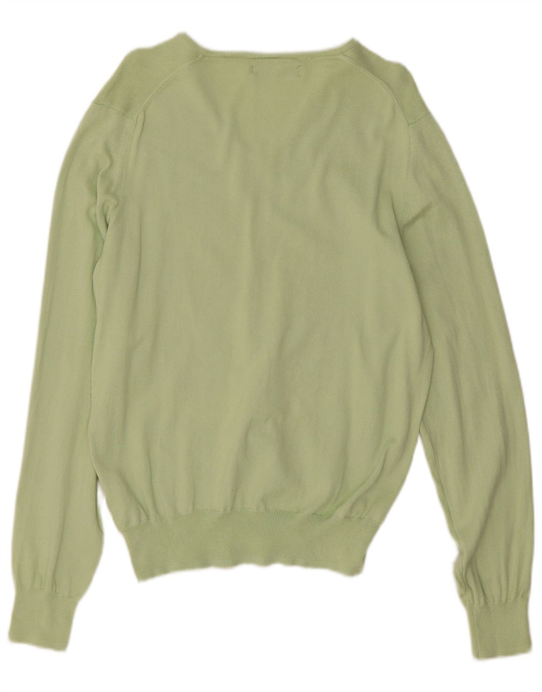Zara Mens V-Neck Jumper Sweater Medium Green Cotton
