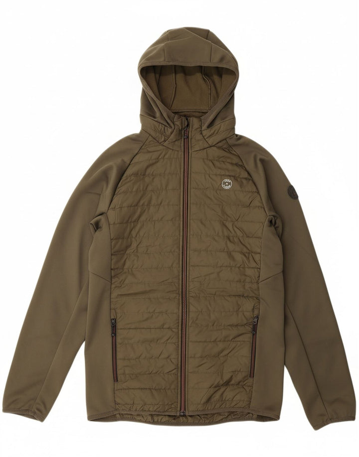 JACK & JONES Mens Zip Hoodie Sweater XS Khaki