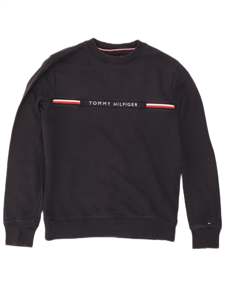 Tommy Hilfiger Mens Graphic Sweatshirt Jumper Medium Navy Blue Striped