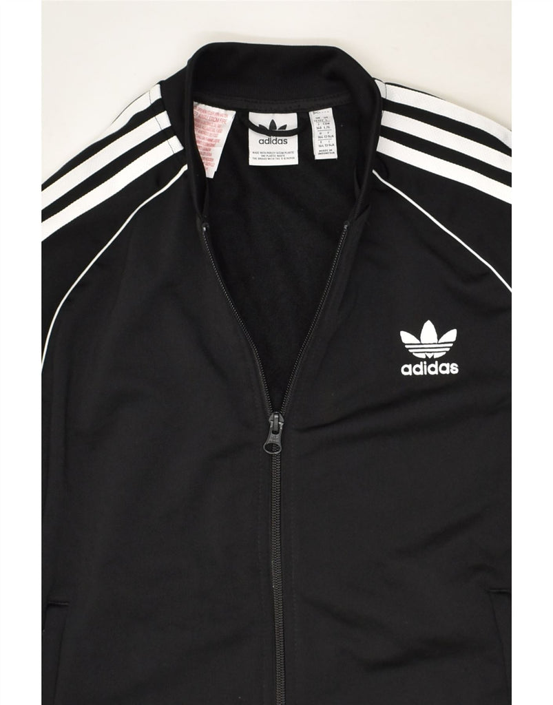 ADIDAS Boys Graphic Tracksuit Top Jacket 13-14 Years Black Polyester | Vintage Adidas | Thrift | Second-Hand Adidas | Used Clothing | Messina Hembry 