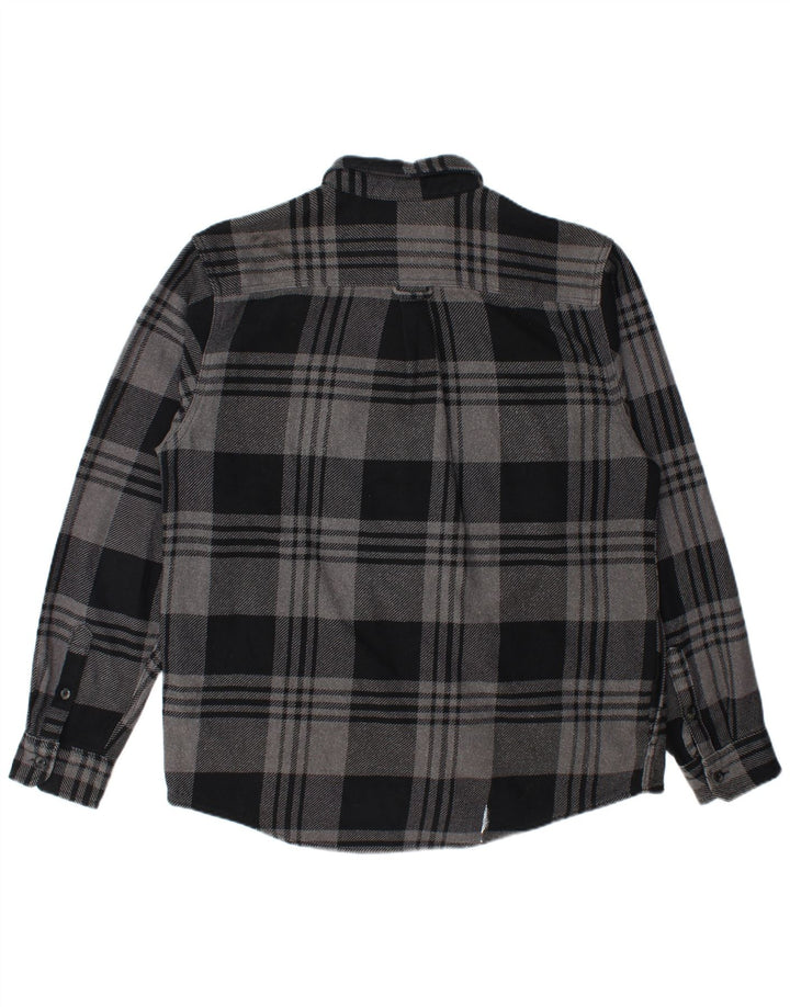 Orvis Mens Flannel Shirt Large Grey Plaid Cotton