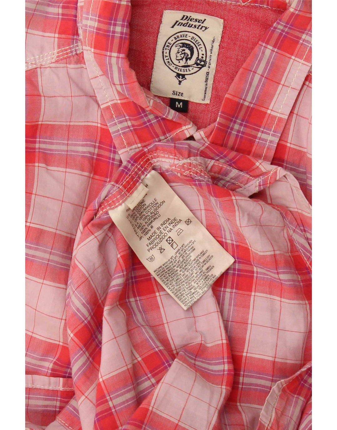 Diesel Mens Shirt Medium Red Check Cotton