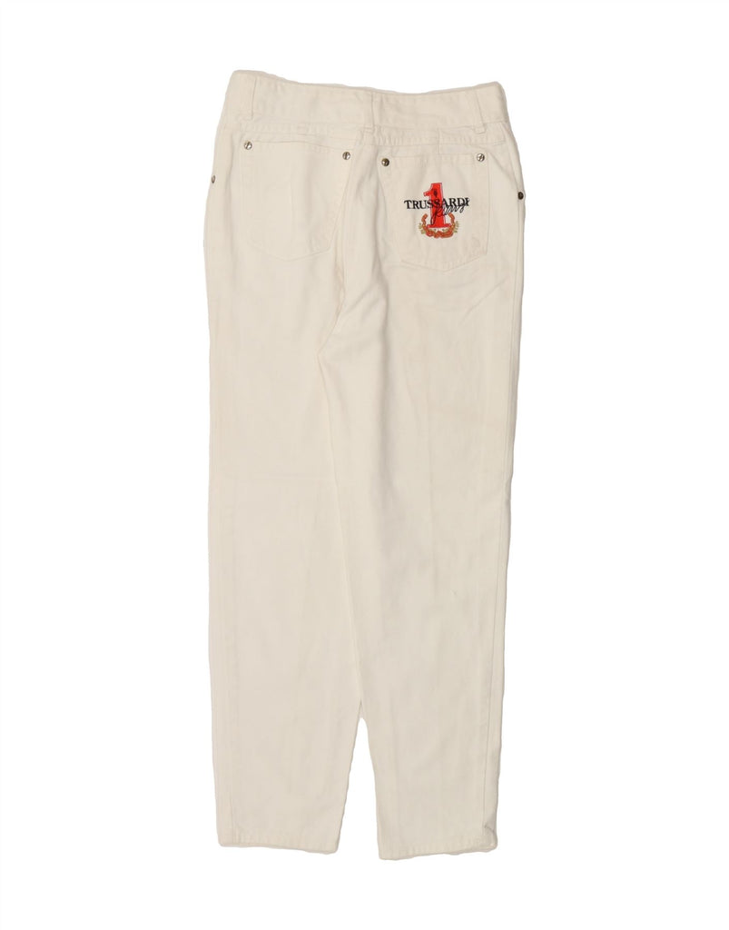 TRUSSARDI Womens Tapered Jeans W29 L26 White Cotton Vintage Trussardi and Second-Hand Trussardi from Messina Hembry 