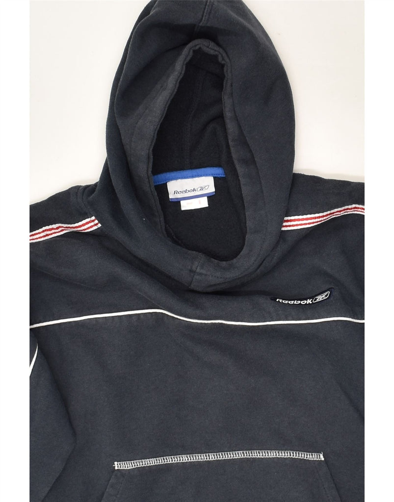 REEBOK Boys Hoodie Jumper 12-13 Years Medium Navy Blue Cotton | Vintage Reebok | Thrift | Second-Hand Reebok | Used Clothing | Messina Hembry 