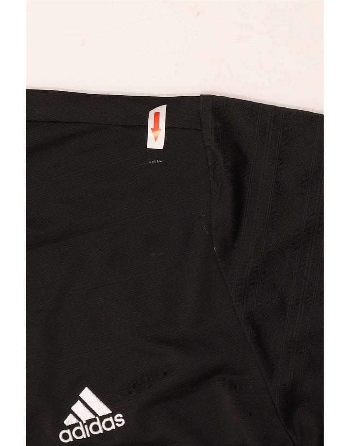 Adidas Mens Polo Shirt Large Black Striped Polyester