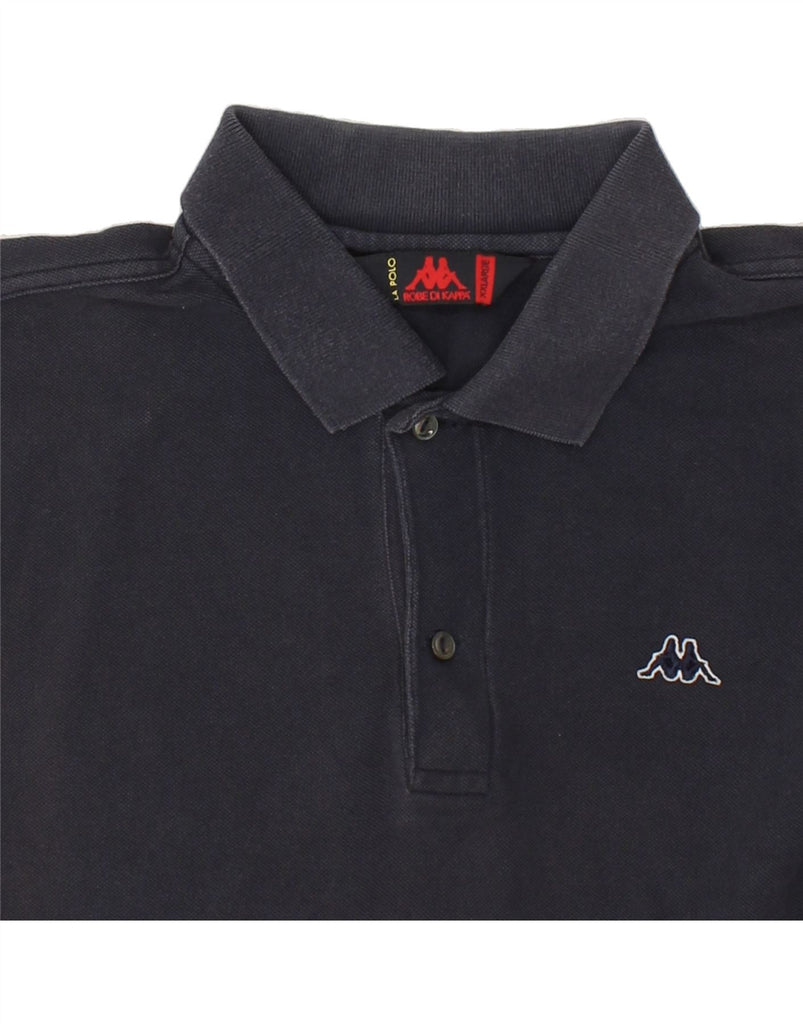 KAPPA Mens Long Sleeve Polo Shirt 2XL Navy Blue Cotton Vintage Kappa and Second-Hand Kappa from Messina Hembry 