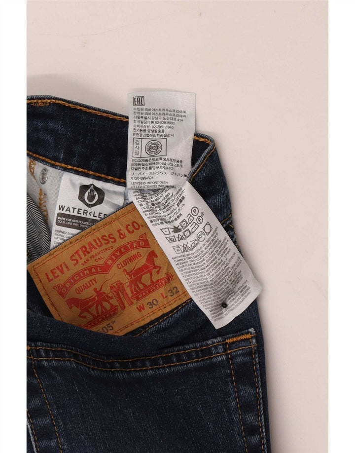 Levi's Mens 505 Regular Fit Straight Jeans W30 L32 Navy Blue Cotton