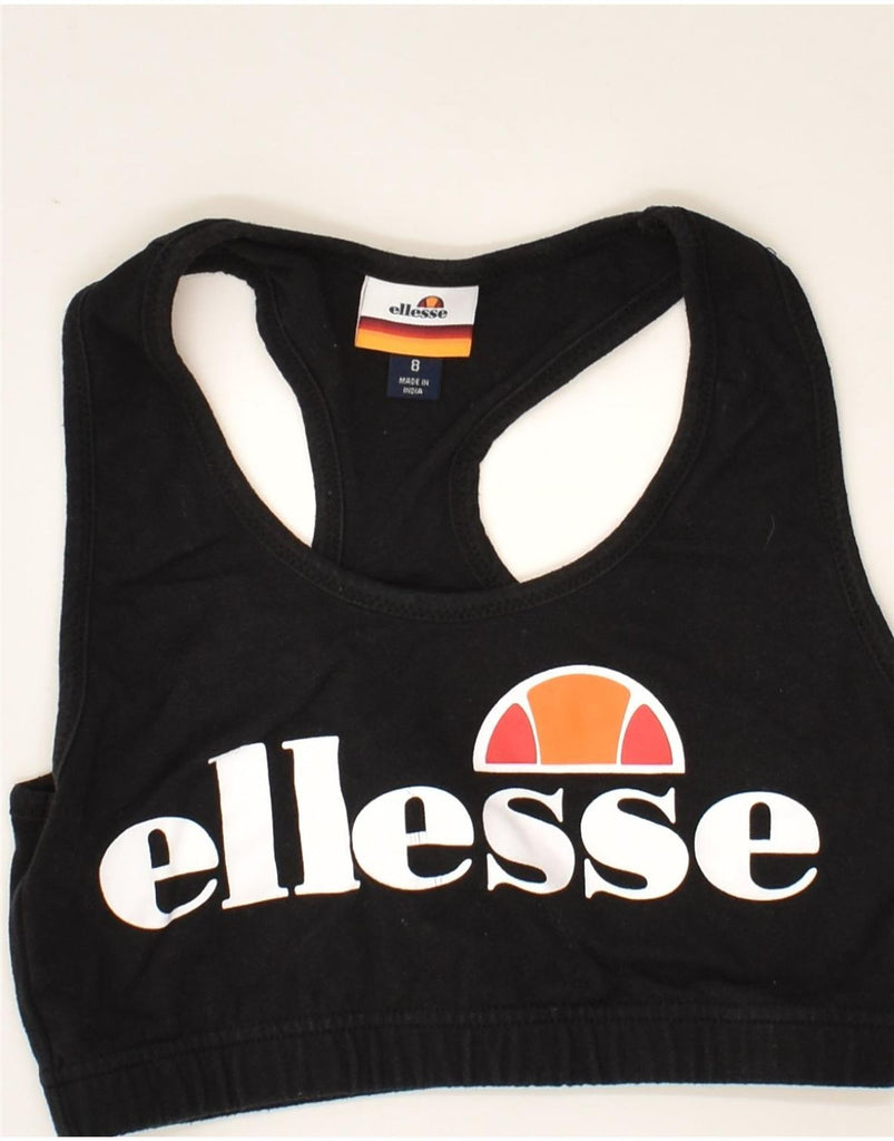 ELLESSE Womens Graphic Sport Bra Top UK 8 Small  Black Cotton Vintage Ellesse and Second-Hand Ellesse from Messina Hembry 