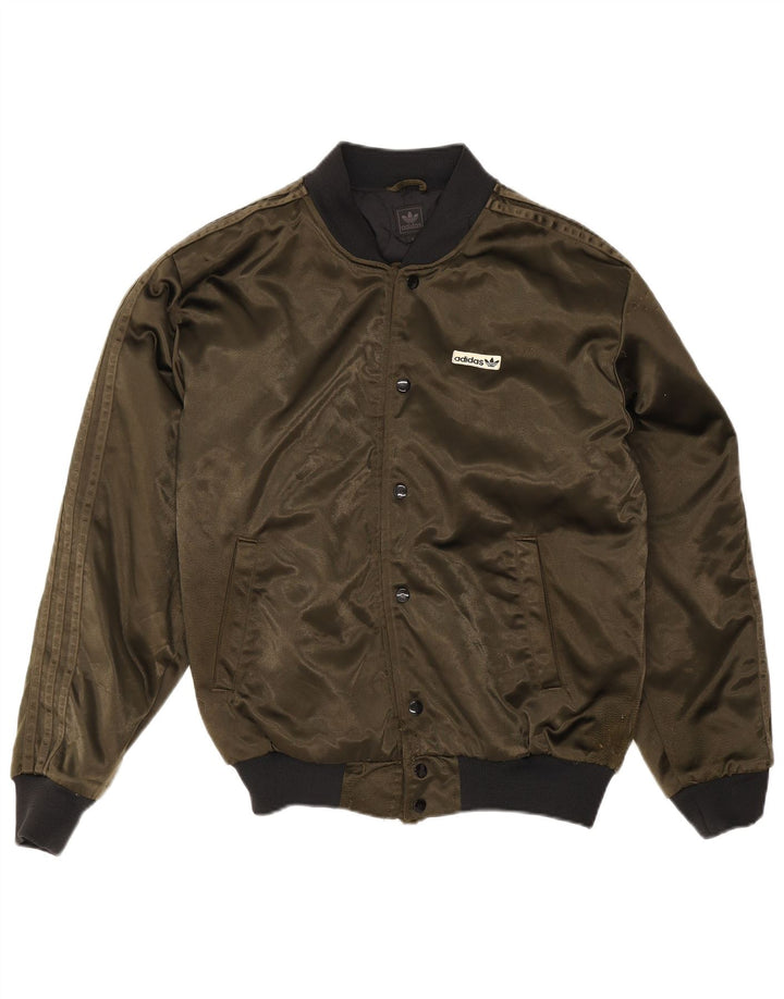 Adidas Mens Varsity Jacket UK 36 Small Khaki Polyamide