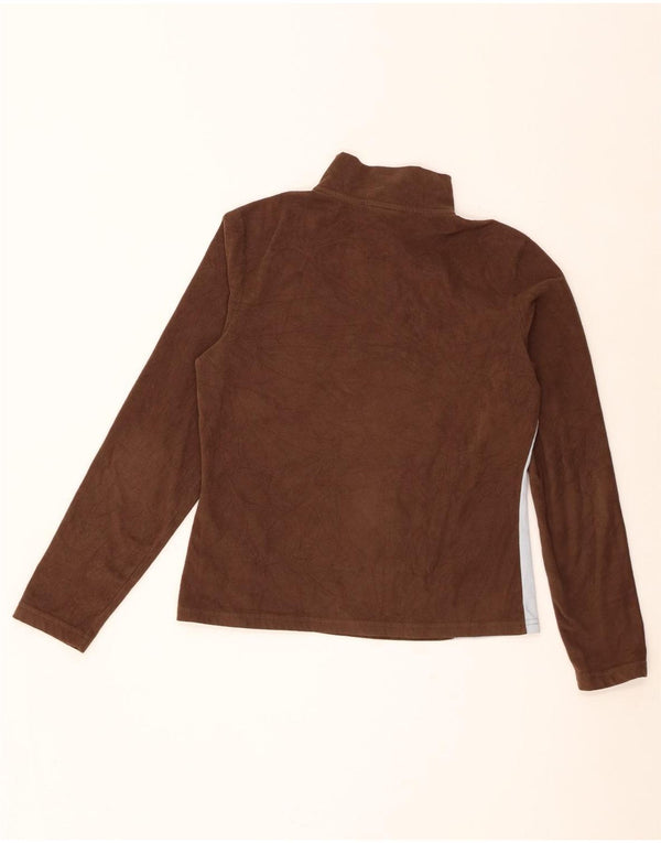 The North Face Womens Zip Neck Fleece Jumper UK 14 Medium Brown Colourblock