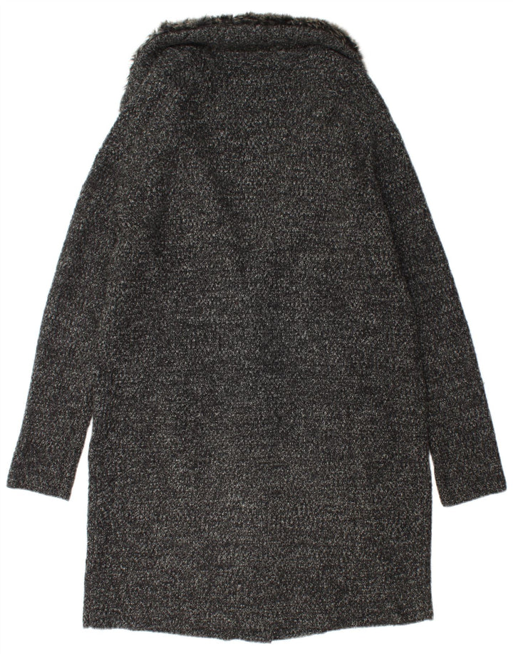 Zara Womens Oversized Knit Overcoat UK 10 Small Black Flecked Acrylic