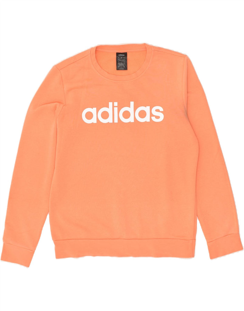 ADIDAS Womens Graphic Sweatshirt Jumper UK 12-14 Medium Orange Cotton | Vintage Adidas | Thrift | Second-Hand Adidas | Used Clothing | Messina Hembry 