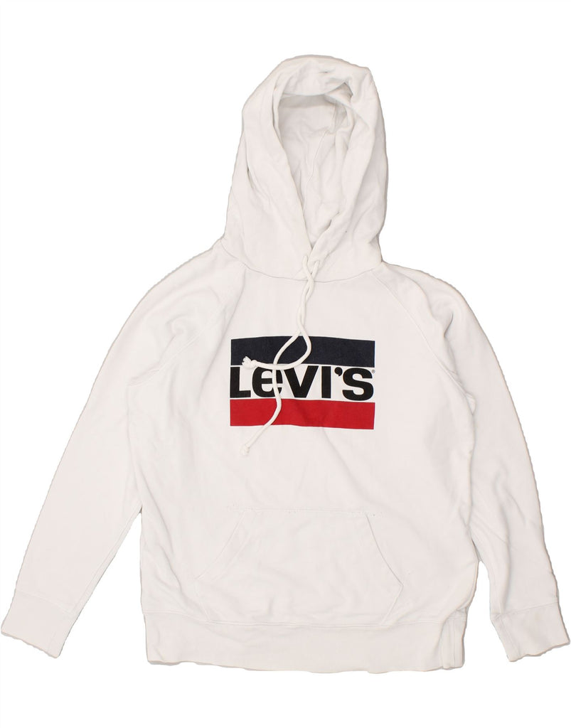 LEVI'S Mens Graphic Hoodie Jumper Small White Cotton | Vintage Levi's | Thrift | Second-Hand Levi's | Used Clothing | Messina Hembry 