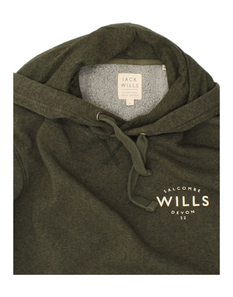 JACK WILLS Mens Graphic Hoodie Jumper Small Khaki Cotton | Vintage Jack Wills | Thrift | Second-Hand Jack Wills | Used Clothing | Messina Hembry 