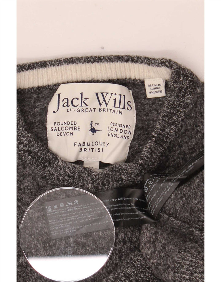 Jack Wills Womens Crew Neck Jumper Sweater UK 12 Medium Grey Flecked