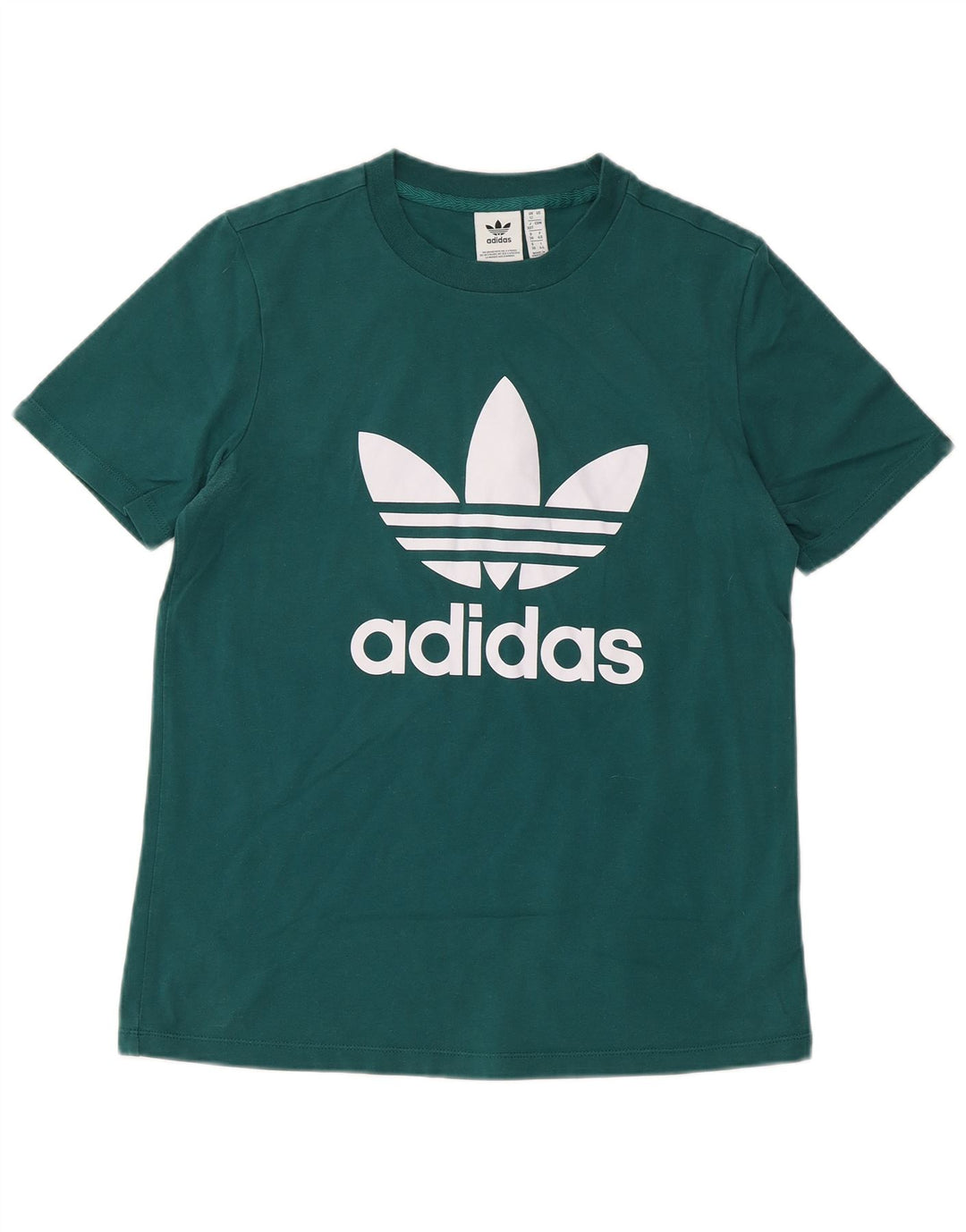 ADIDAS Womens Graphic T-Shirt Top UK 12 Medium  Green Cotton