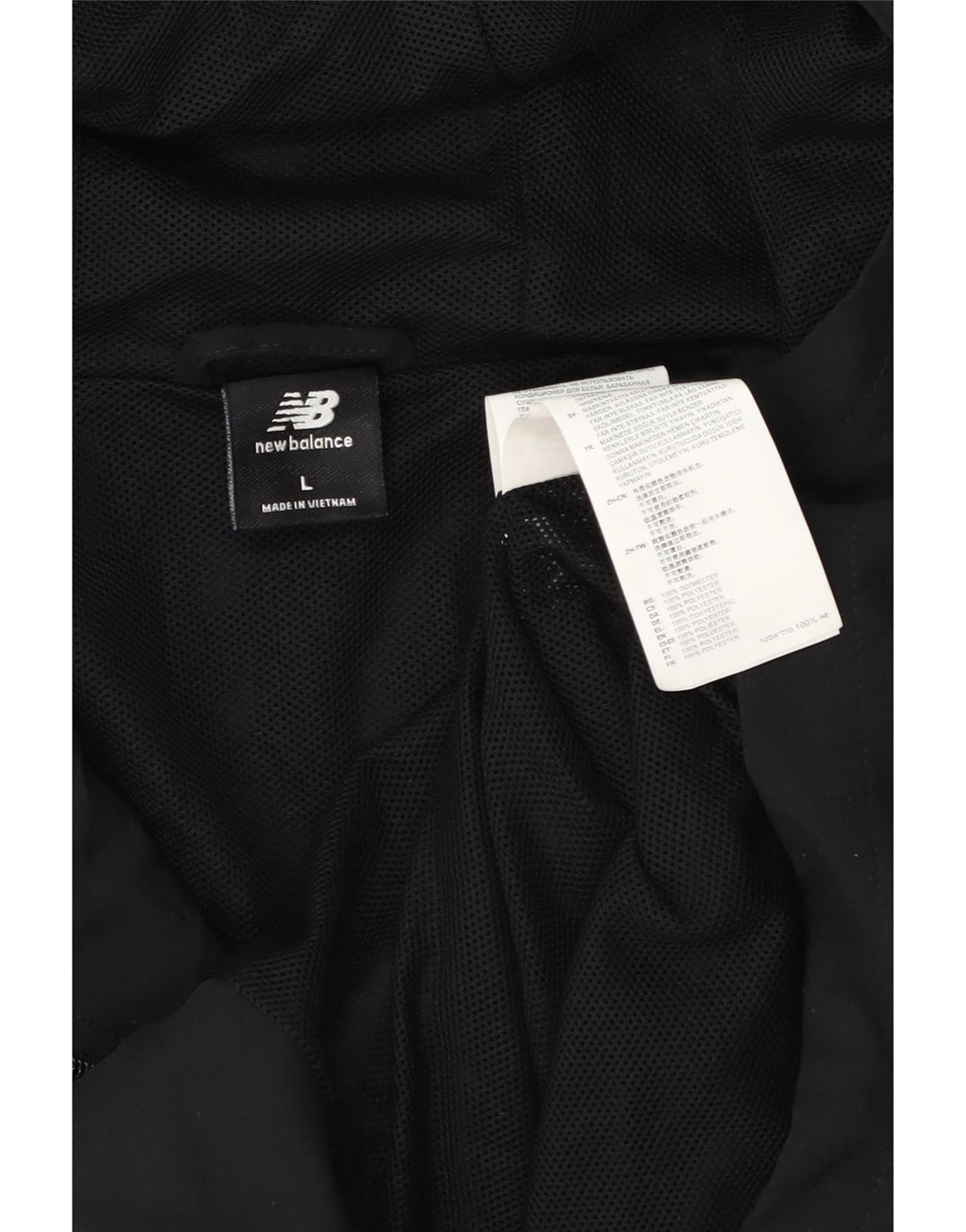 New Balance Mens Graphic Hooded Rain Jacket UK 40 Large Black Polyester