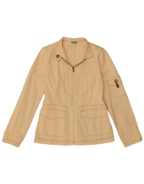 BENETTON Womens Utility Jacket IT 42 Medium Beige Cotton