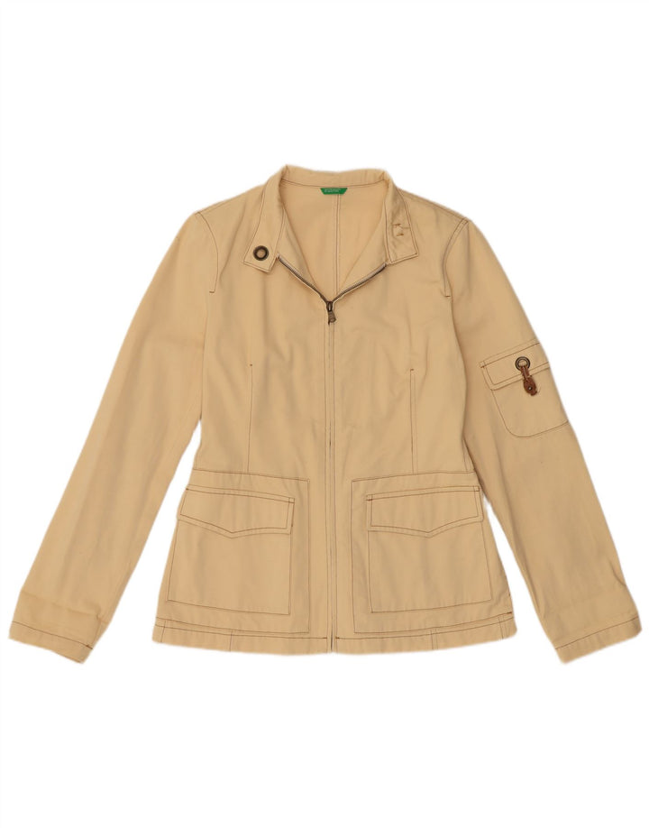 BENETTON Womens Utility Jacket IT 42 Medium Beige Cotton