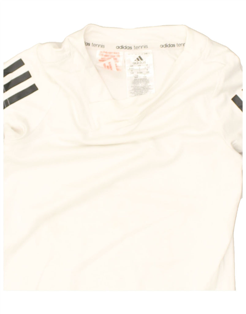 ADIDAS Girls Climalite T-Shirt Top 9-10 Years White Polyester | Vintage Adidas | Thrift | Second-Hand Adidas | Used Clothing | Messina Hembry 