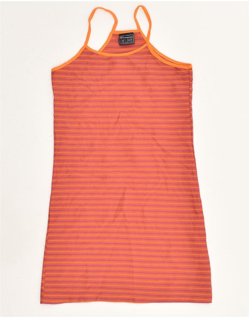 CHAMPION Girls Sheath Dress 11-12 Years Orange Striped Polyamide | Vintage Champion | Thrift | Second-Hand Champion | Used Clothing | Messina Hembry 