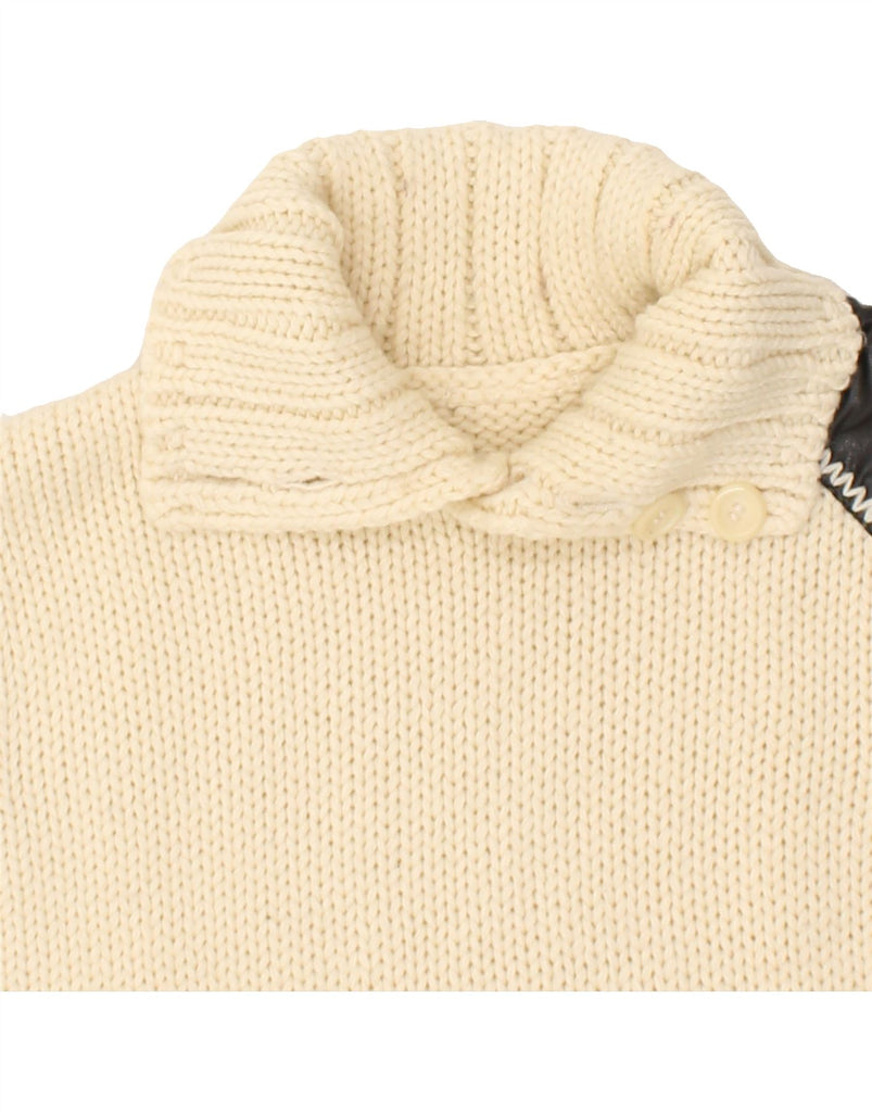 VINTAGE Womens Button Neck Jumper Sweater UK 16 Large Beige | Vintage Vintage | Thrift | Second-Hand Vintage | Used Clothing | Messina Hembry 