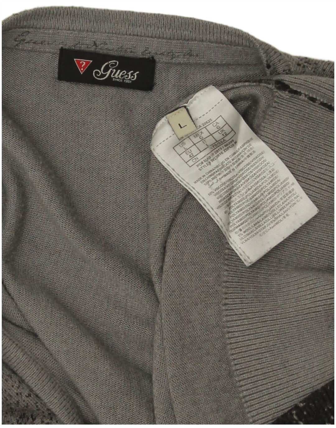 Guess Womens Cardigan Sweater UK 12 Medium Grey Flecked Viscose