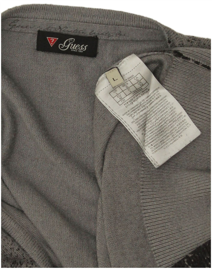 Guess Womens Cardigan Sweater UK 12 Medium Grey Flecked Viscose