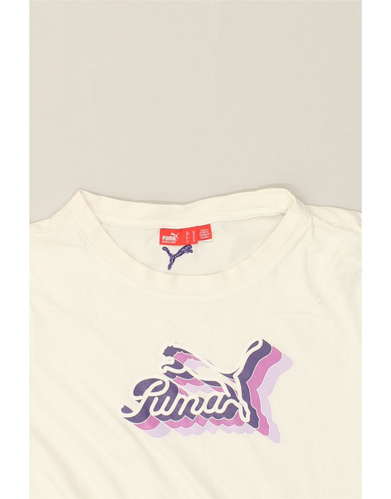 PUMA Girls Graphic T-Shirt Top 15-16 Years White | Vintage Puma | Thrift | Second-Hand Puma | Used Clothing | Messina Hembry 