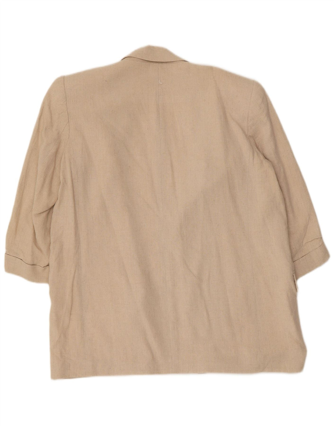 Zara Womens 3/4 Sleeve Open Blazer Jacket UK 16 Large Beige Linen