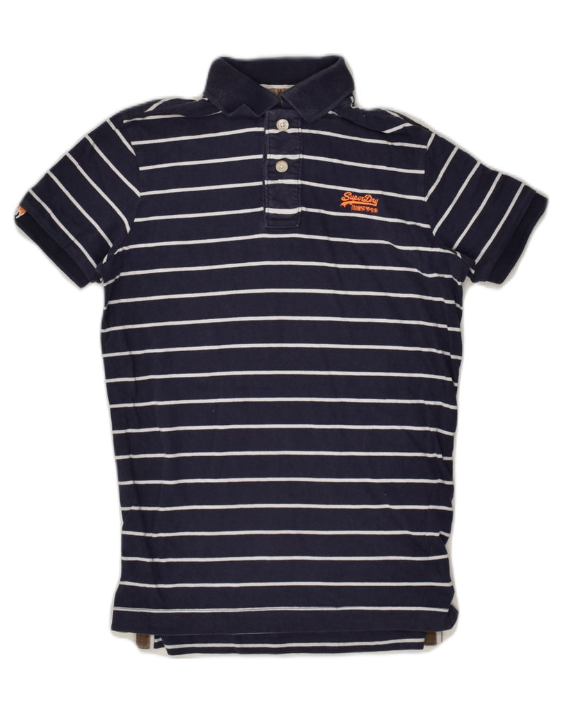 SUPERDRY Mens Polo Shirt Small Navy Blue Striped Cotton | Vintage Superdry | Thrift | Second-Hand Superdry | Used Clothing | Messina Hembry 