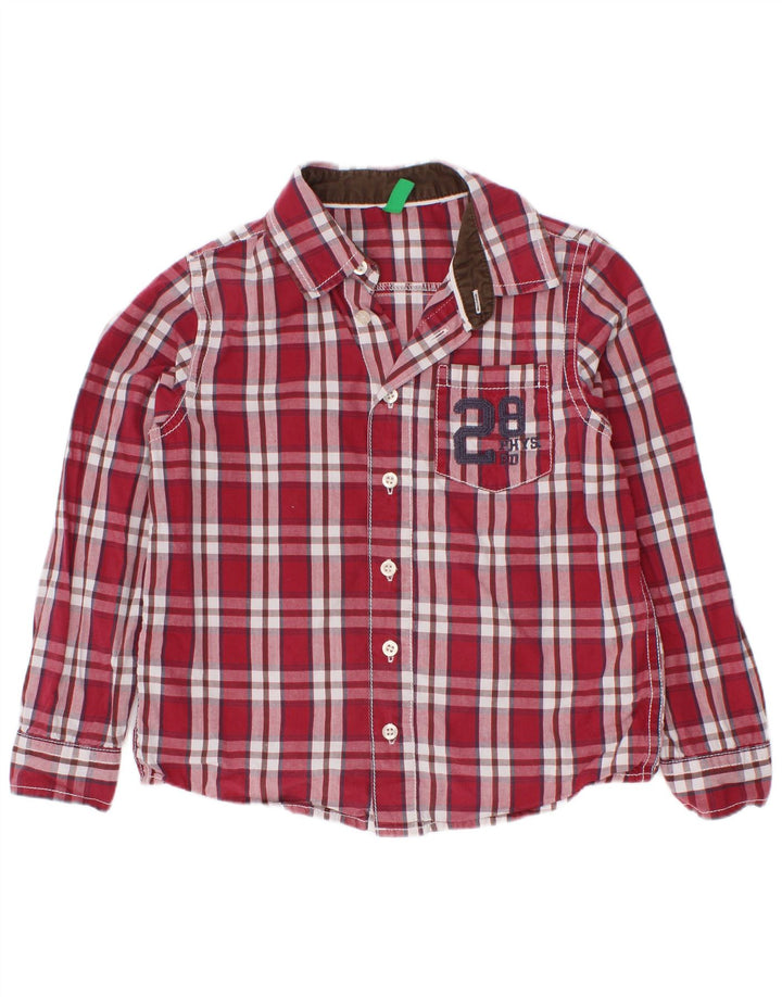 Benetton Boys Graphic Shirt 3-4 Years Red Check