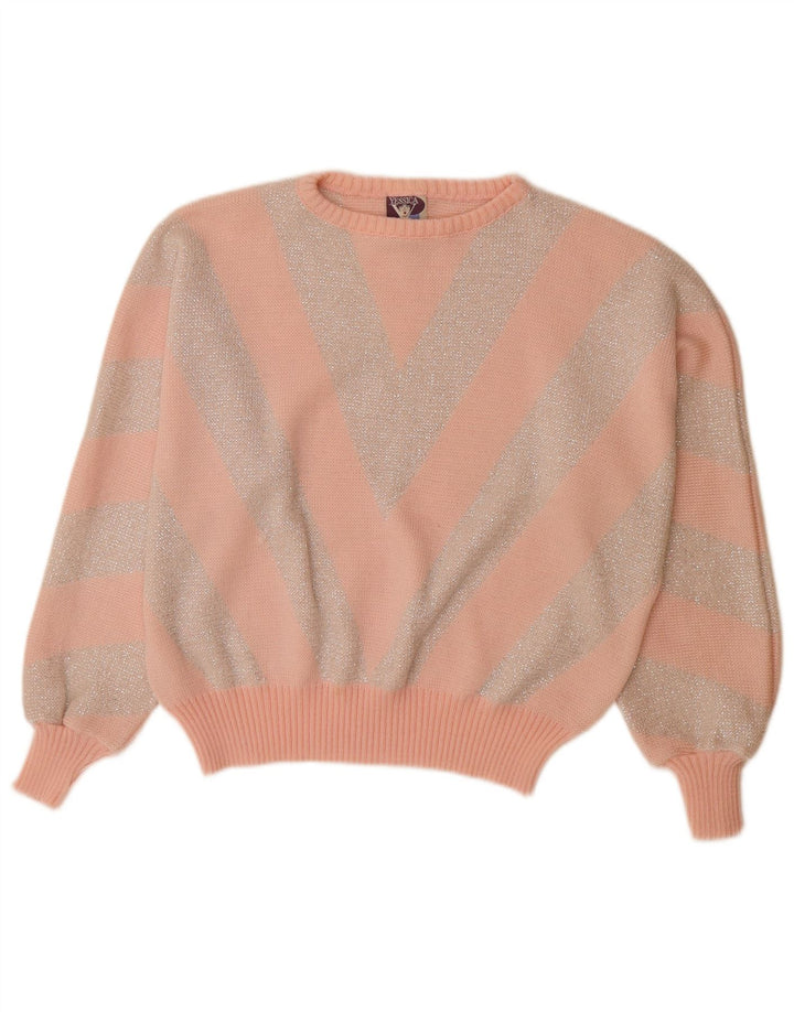 YESSICA Womens Boat Neck Jumper Sweater EU 44 XL Pink Chevron Acrylic