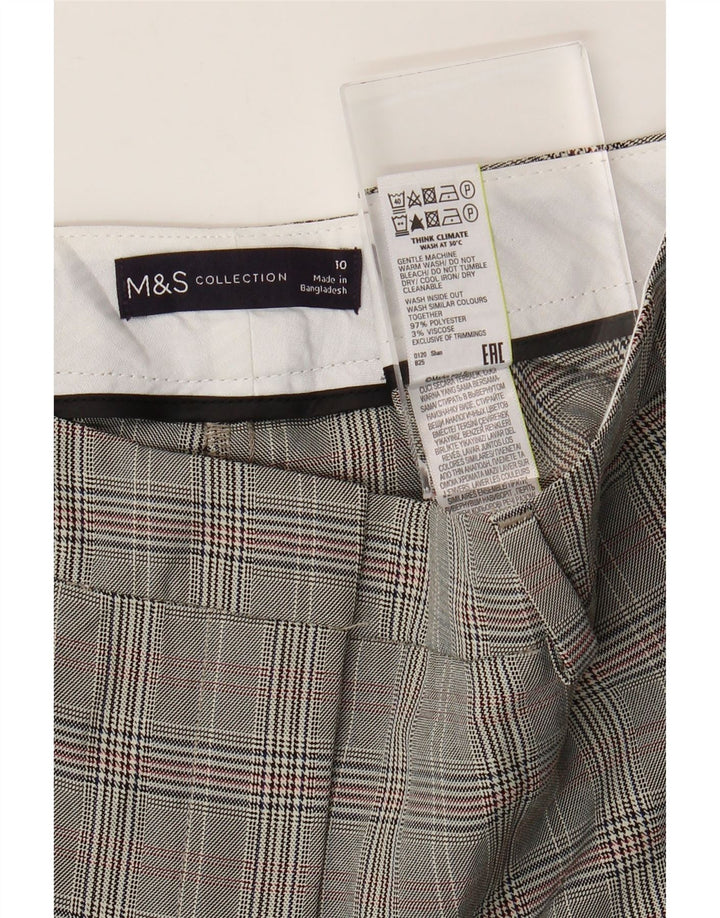 Marks & Spencer Womens Casual Trousers UK 10 Small W30 L30 Grey Houndstooth