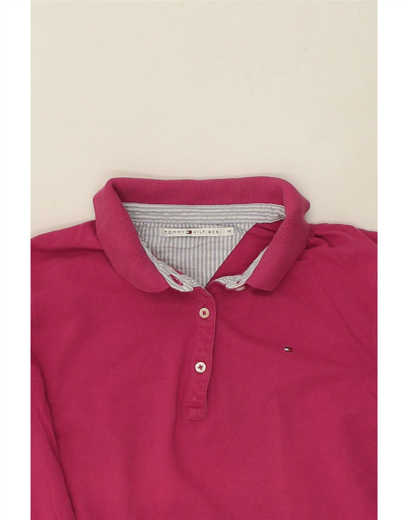 TOMMY HILFIGER Womens 3/4 Sleeve Polo Shirt UK 14 Medium Pink Cotton | Vintage Tommy Hilfiger | Thrift | Second-Hand Tommy Hilfiger | Used Clothing | Messina Hembry 