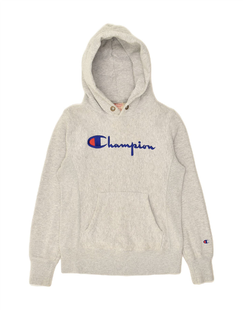 CHAMPION Womens Graphic Hoodie Jumper UK 8 Small Grey Cotton | Vintage Champion | Thrift | Second-Hand Champion | Used Clothing | Messina Hembry 