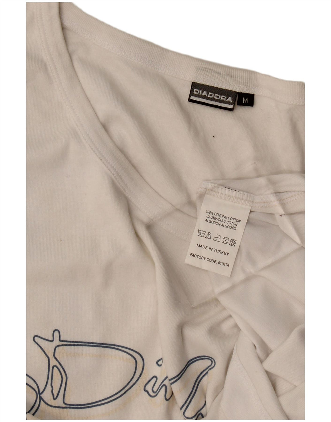 Diadora Womens Graphic Vest Top UK 12 Medium White Cotton